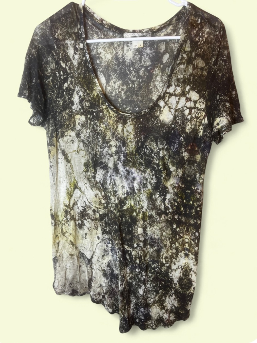 Helmut Lang Gravel Print Jersey Scoop Neck Size L
